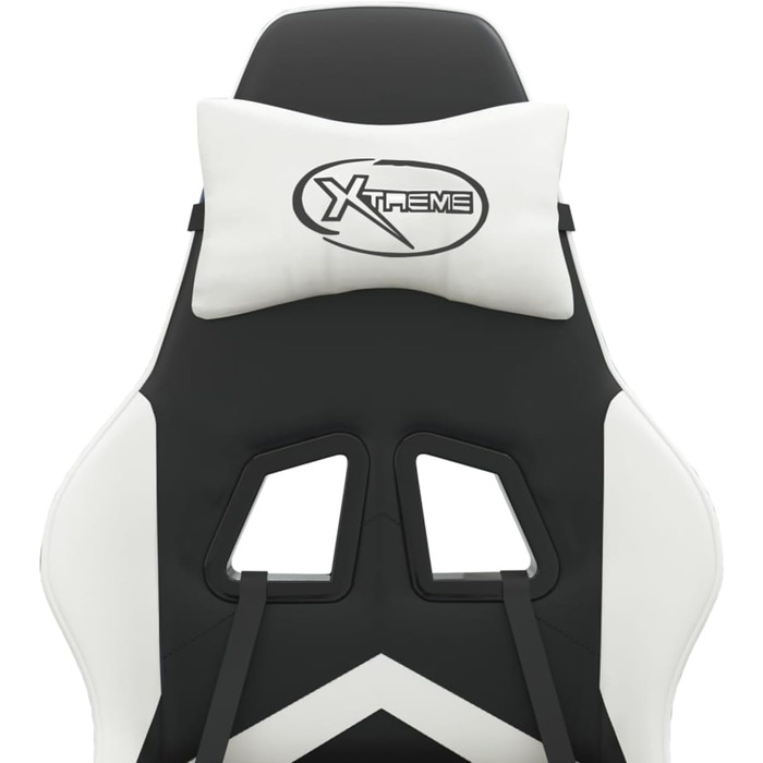 Зручне ігрове крісло з регульованим сидінням та функцією нахилу спинки - Чорний/Білий - Штучна шкіра - 57,5 x 59,5 x (121-131) см Ігрове крісло, модель 3143895