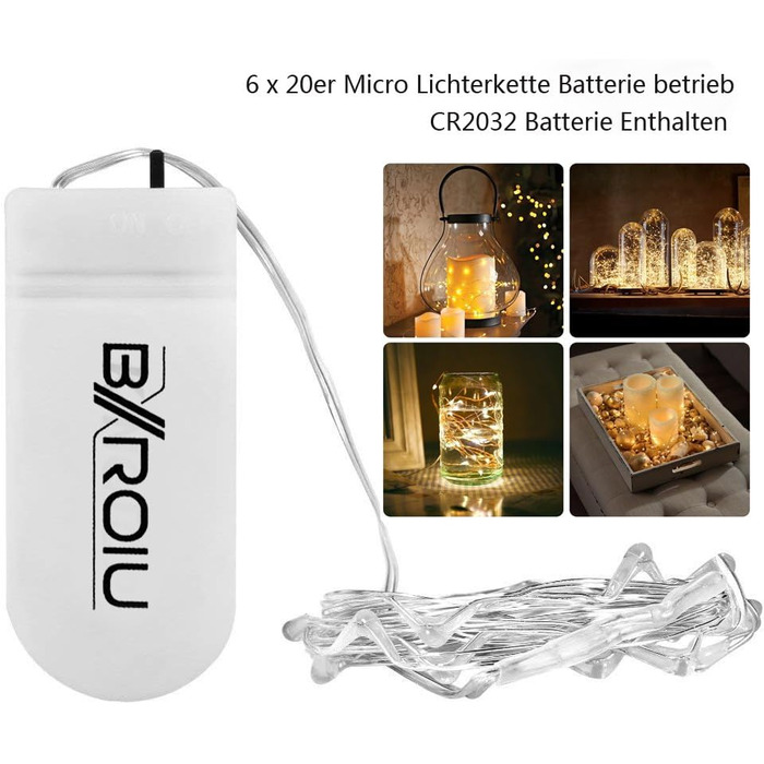 Мікро світлодіодних гірлянд з батарейкою CR2032 на сріблястому дроті довжиною 2 метри для вечірки, саду, Різдва, Хеллоуїна, весілл