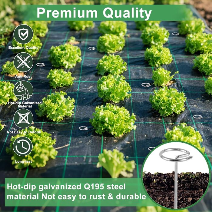 Садових кілочків з гачками для щіток, 15,2 см, 9 калібру, оцинковані садові кілочки, міцні ґрунтові кілочки для бар&39єру від бур&39янів, тканини для трави, рослинного покриву та садівництва на відкритому повітрі, 150