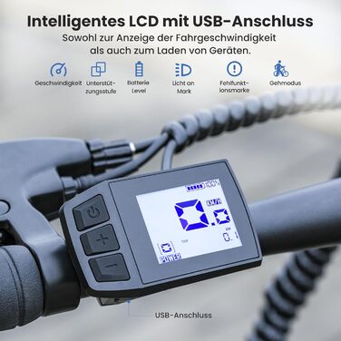 Електровелосипед, Електричний трекінговий велосипед, Електровелосипед для чоловіків та жінок з акумулятором 561.6 Втгод, запасом ходу 100 км, двигуном 250 Вт, Електровелосипед з 7-ступінчастою коробкою передач, Міський велосипед Pedelec, Електровелосипед 