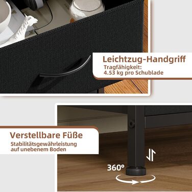 Тканинний комод Somdot для спальні, вітальні, коридору, комод, шафа для зберігання, тканинний комод, 5 тканинних шухляд, рустикальний коричневий, 30Г x 42Ш x 114,5В см (5 шухляд)