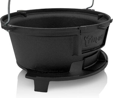 Чавунний казанок-гриль з решіткою (Ш) 43 x (Г) 42 x (В) 21,5 см гриль в стилі Хібачі з підйомником решітки вугільний похідний грил