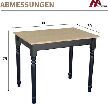 Дерев&39яний обідній стіл 90x60 см Компактний та стійкий З декоративними ніжками Для 2 осіб Невеликий кухонний стіл Скандинавський дизайн Стільниця Світлий дуб, 90 см x 60 см