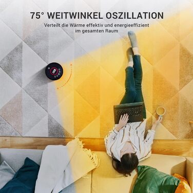 Керамічний тепловентилятор енергозберігаючий безшумний - вкл. додаток та WiFi, пульт дистанційного керування 2000 Вт Електричний,