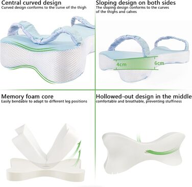 Подушка для сну на боці, подушка для колін, подушка для колін, подушка для ніг, подушка для сну для тих, хто спить на боці, ортопедична подушка для сну (сіра)