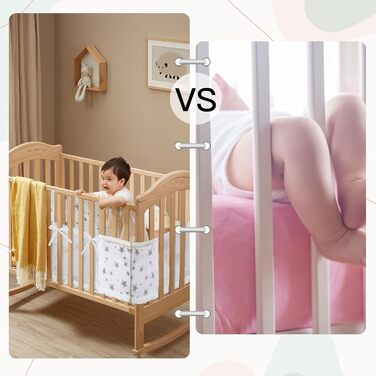 Захист для ліжечка Sour Lemon Baby Nest, 2 шт., захисний бар&39єр для ліжечка, 3D сітчаста підкладка, дихаюча закрита частина ліжечка, захист від потоку повітря (зірка)
