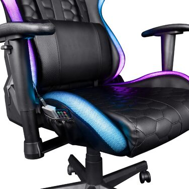 Ігрове крісло Trust Gaming GXT 716 Rizza з RGB-світлодіодним підсвічуванням, 350 кольорами та ефектами, регульованими по висоті підлокітниками, поворотним, ергономічним офісним кріслом, геймерським кріслом - чорного кольору