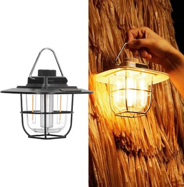 Світлодіодний кемпінговий ліхтар портативний наметовий ліхтар, що перезаряджається, з 3 режимами світла, індикатором заряду батареї, водонепроникний за стандартом IPX4, для кемпінгу, подорожей, нічної риболовлі