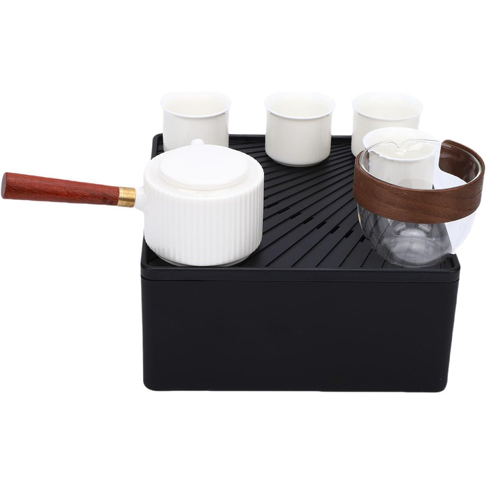 Автоматичний чайний сервіз Чайний Шлях, портативний керамічний чайник та набір чашок з коробкою для зберігання, ідеальний для подорожей, активного відпочинку, кемпінгу, дому, офісу, як подарунок