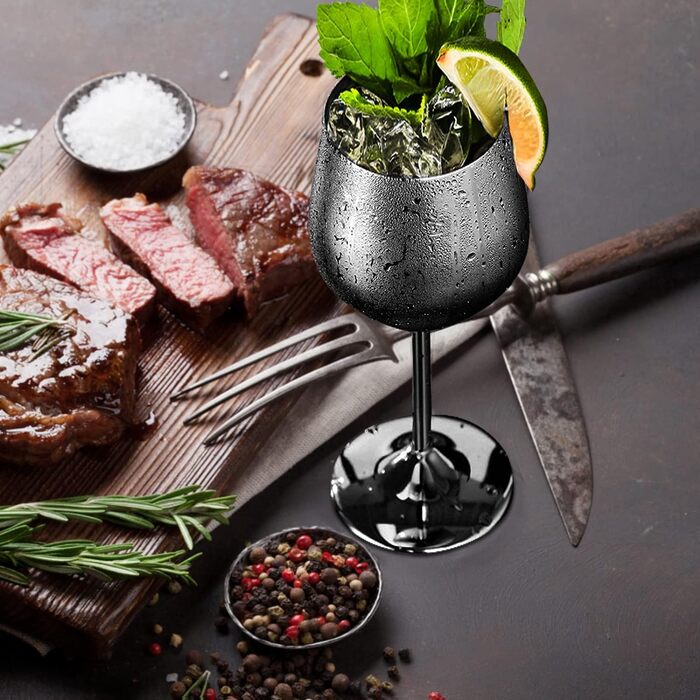 Келих для вина LELELINKY 350 мл Келихи для червоного вина з нержавіючої сталі, небиткі келихи для вина, келихи для шампанського та