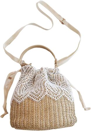 Солом'яні сумки через плече, жіноча сумка з верхньою ручкою літня пляжна сумочка через плече