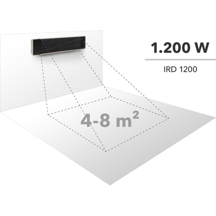 Інфрачервоний обігрівач TROTEC IRD 2400 потужність нагріву 800 Вт / 1600 Вт / 2400 Вт темний обігрівач, IP55, з пультом дистанційного керування, функція таймера (1 200 Вт)