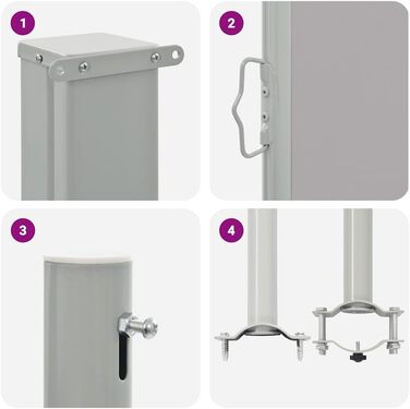 Розсувний бічний тент 100x300 см сірий, екран для забезпечення конфіденційності, вітрозахисний тент 100 x 300 см сірий