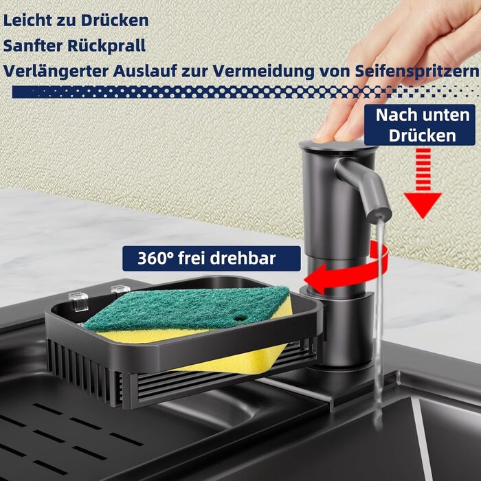 Пластиковий дозатор мила кухонний,Дозатор мила кухонний,Дозатор рідини для миття посуду кухонний,Дозатор мила вбудований в дозатор