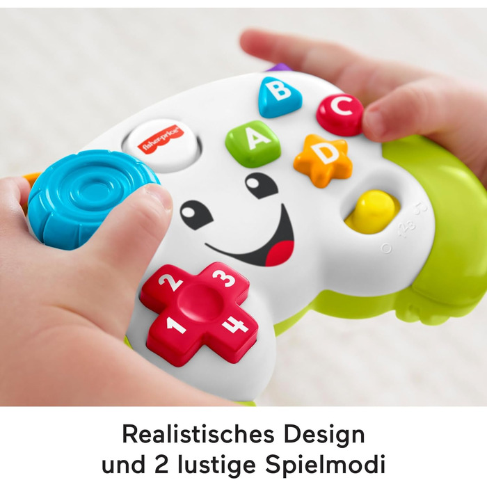 Розважальний ігровий контролер Fisher-Price Learning для немовлят і малюків зеленого кольору, манекен для відеоігор із функцією му