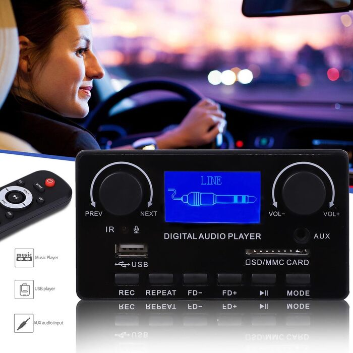 Комплект з MP3-декодером Bluetooth 5.0, підтримка рукозаписуючих стрілок FM DC 12V MP3 WMA WAV Ape FLAC аудіодекодер, 1