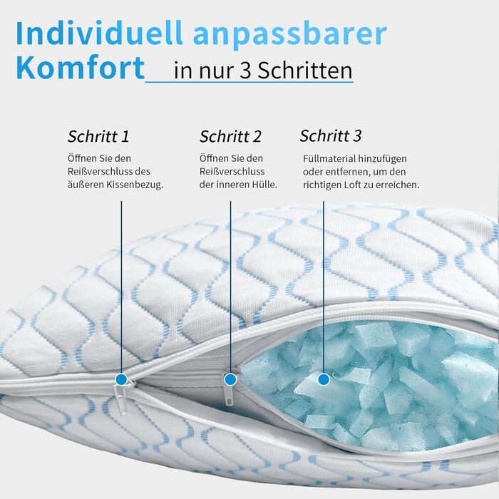 Подушка, подушка з піни з ефектом пам&39яті, охолоджувальна подушка, подушка для плоскої шиї, ортопедична подушка для сну на боці (синя хвиля, 40x60 см) Синя хвиля 40x60 см