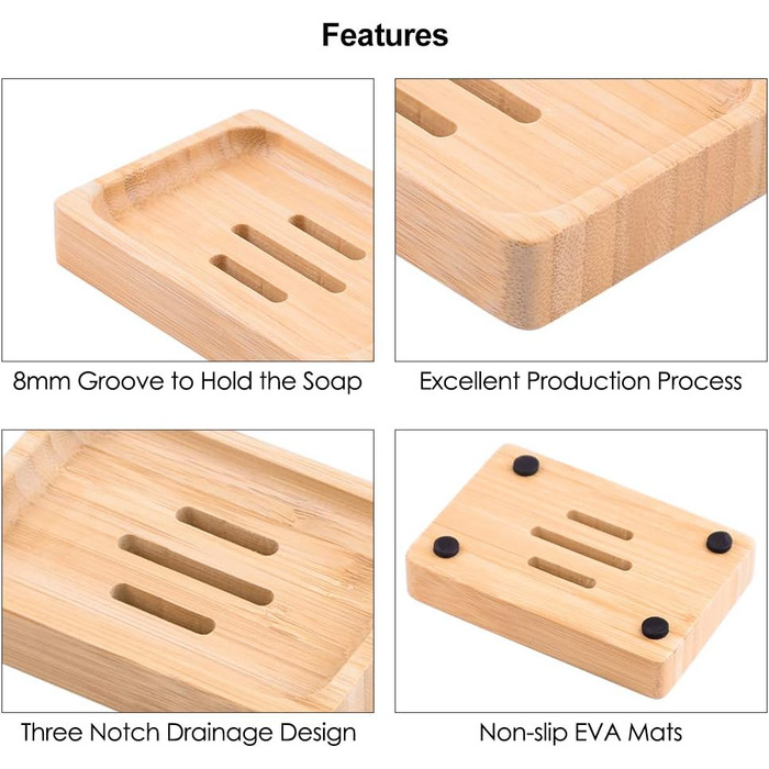 Шматки натурального дерев'яного бамбукового мила Дерев'яний, бамбуковий милотримач для душу ручної роботи Мильна скринька Мильна с