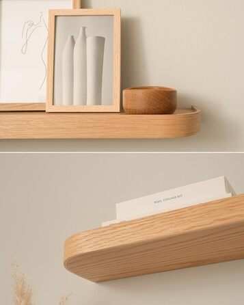 Набір настінних полиць Kazai. Toke 3 підвісні полиці зі шпону справжнього дерева Плаваюча дерев&39яна полиця як настінна прикраса та місце для зберігання у ванній кімнаті, вітальні, кухні, спальні тощо Дуб 47 см x 13 см (комплект з 3 шт.)