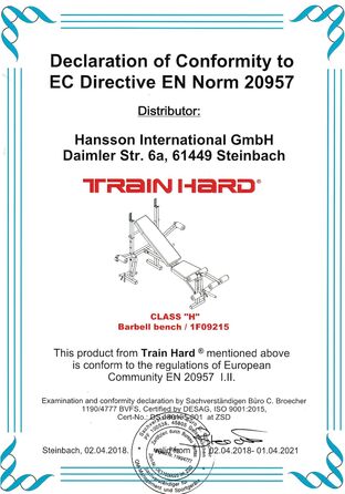 Багатофункціональна складна лава TrainHard з кріпленнями для згинання ніг та &quotметеликом&quot, протестована та сертифікована відповідно до EN957 / додатково комплект штанги, що складається зі штанги та гантелей, лава штанга та гантелі 50 кг