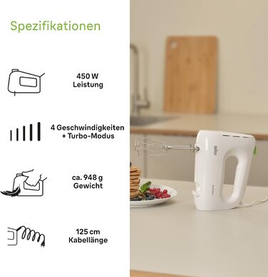 Ручний міксер Braun Household MultiMix 1 HM 1100 WH - ручний міксер з 4-ма швидкостями плюс турбо, технологія FastMix, EasyClick,