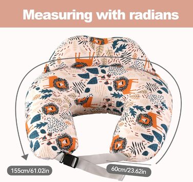 Подушка для годування, подушка для вагітних, багатофункціональна подушка для годування материнства з регульованим поясним ременем та захисними поручнями, чохол зі 100 бавовни (лев)
