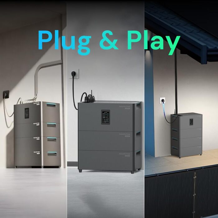 Балконна електростанція Marstek Jupiter C Plus з накопичувачем та інвертором, 0 ПДВ, акумулятор LFP 2,56 кВтгод з лічильником, керування за допомогою застосунку, 4 MPPT 2,4 кВт вхідна потужність PV/800 Вт вихідна потужність мережі, IP65, Plug&Play 2560 Вт