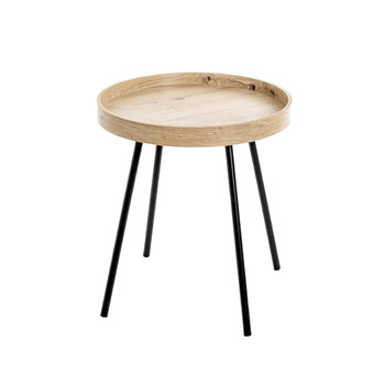 Журнальний столик HAKU Furniture, світлий дуб, чорний, МДФ, метал - Розміри В 45 x Ø 40 см, Стиль Сучасний