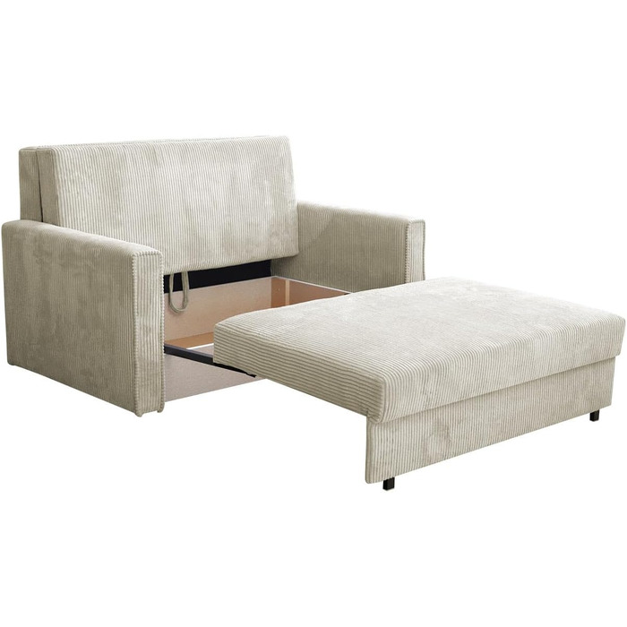 Диван Mirjan24 Viva Bis Premium II з функцією сну, 2-місний м&39який диван з ящиком для зберігання речей, включаючи подушки, розкладний диван, комплект диванів, диван-ліжко, гарнітур для вітальні, тканина вельвет (Poso 05)