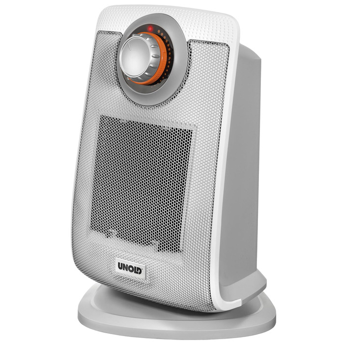 Керамічний вентилятор-обігрівач Unold 86440 - білий, до 2000 Вт, функція вентилятора, 4-ступінчастий термостат, коливання 75, легкий та тихий, захист від перегріву, ручка для перенесення, захист від крапель IP21