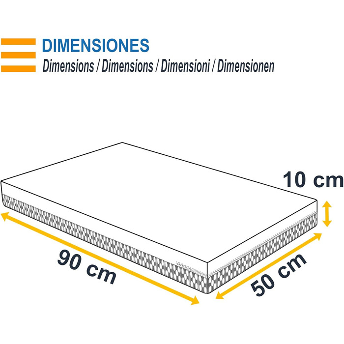 Дитячий матрац-колиска PEKITAS 50 x 90 см, товщина 10 см, гібридний, двосторонній, знімний чохол, можна прати, жорсткий, дихаючий, захист від задухи, дитяче ліжко, дитяче ліжко 50x90x10 см