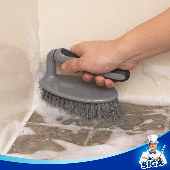 Надміцна щітка зі зручною ручкою, щітка для чищення ванної кімнати, душу, раковини, підлоги, 2 шт. сірого та чорного кольору
