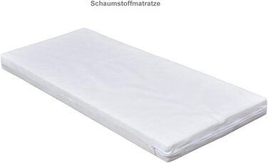 Дитяче ліжко Generic Baby Deluxe 100x50 см Біле з матрацом Дитяче ліжечко-тумбочка з прорізувачами для зубів Масив сосни (компактне дитяче ліжко)