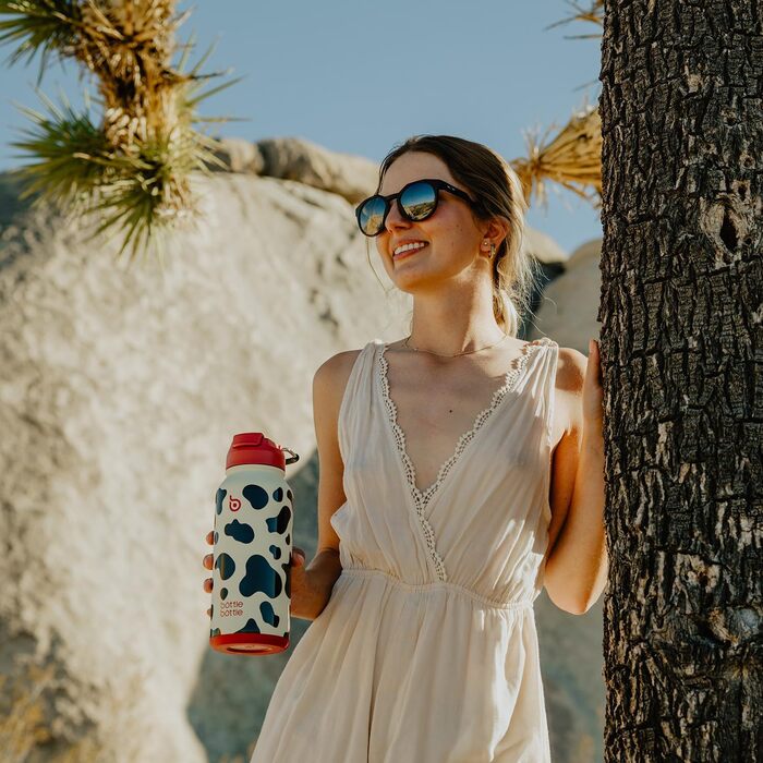 ПЛЯШКА ПЛЯШКА Пляшка для води з нержавіючої сталі 1 л з трубочкою герметична ізольована пляшка для спорту та тренажерного залу, з відділенням для таблеток, без BPA, з подвійними стінками (у формі корови)