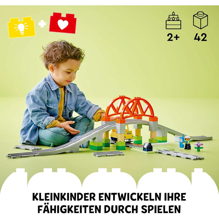 Залізничний міст і рейки - розширювальний набір, подарунок для малюків від 2 років, набір для будівництва та перебудови, розвиваюч