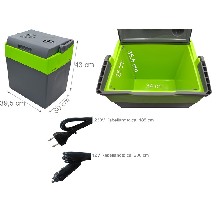 Літровий холодильник 2-в-1 Електричний холодильник Сумка-холодильник Ізольована сумка Термобокс Ящик для підігріву Автомобільний Кемпінговий Термохолодильник Gora Grey/Gilmo Green, 30-