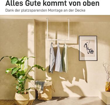 Прямокутна вішалка для одягу, U-подібна, настінна, для ванної кімнати, коридору, кухні, вкл. монтажні елементи (дюбелі та шурупи), порошкове покриття, стійка до іржі (60 см x 90 см, білий) 60 см x 90 см білий