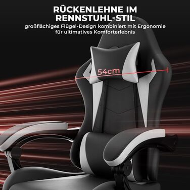 Безбрендове ігрове крісло ергономічне з регульованою висотою з підголівником, поперековою подушкою, обертове крісло для офісу, домашнього офісу, ПК, для дорослих та підлітків (чорно-біле ПВХ), 0I&I0I