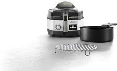 Аерофритюрниця De'Longhi MultiFry Extra Chef Plus FH1396, мультиварка місткістю 1,7 кг, 8 програм приготування, система конвекції з 2 нагрівальними елементами, функція гриля, додаток Recipe, 2300 Вт, білий 8 програм
