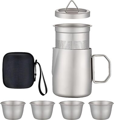 Компактний набір чашок Mini-Teeset, 4 чашки, ідеальний для походів, кемпінгу, подорожей, пікніків та домашнього використання, легкий та зручний для транспортування, для чоловіків