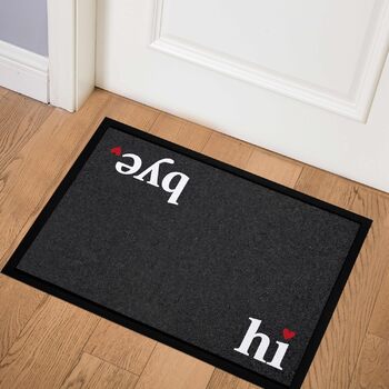 Килимок для дверей MoonWorks Hi Bye Welcome із кумедним написом, нековзний та миється, чорний, 60x40 см Welcome Hi Bye Black