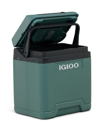 Автомобільний холодильник IGLOO IE27, 27 л, 12В/230В компактний портативний міні-холодильник для авто, кемпінгу, подорожей та фестивалів, з режимами Eco/Max та відсіком для кабелю, зелений