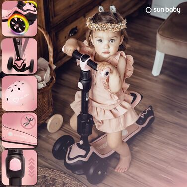 Сонячний дитячий самокат самокат дитячий 3 роки, світлодіодний великий 3 колеса, знімне сидіння, дитячий самокат, Childern's Scoot