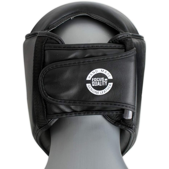 Шолом FOX-FIGHT з металевою сіткою спереду для захисту обличчя. Шолом з натуральної шкіри з верхнім чохлом. Боксерський шолом для бойових видів спорту, MMA, боксу, кікбоксингу та спарингу. Чорний, розмір L-XL