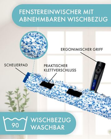 Комбінований комплект телескопічна штанга віконний ракель та віконний ракель (45 см кожен) від LEWI для великих вікон і кутів штанга (2х60 см) для більш високих місць в т.ч. безкоштовний зразок Засіб для миття скла 3в1 Набір 45 см