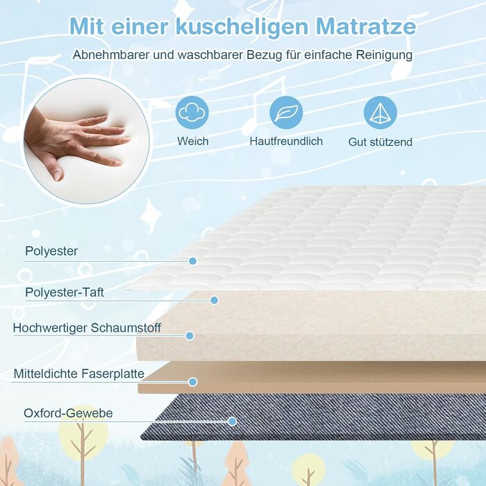 Дитяче ліжечко DREAMADE, 6-рівневе регульоване по висоті дитяче ліжечко з м&39яким матрацом, колесами та сумкою для перенесення, портативне дорожнє ліжечко 87 x 63 см для дому та подорожей, 0-6 місяців до 9 кг (світло-сіре)