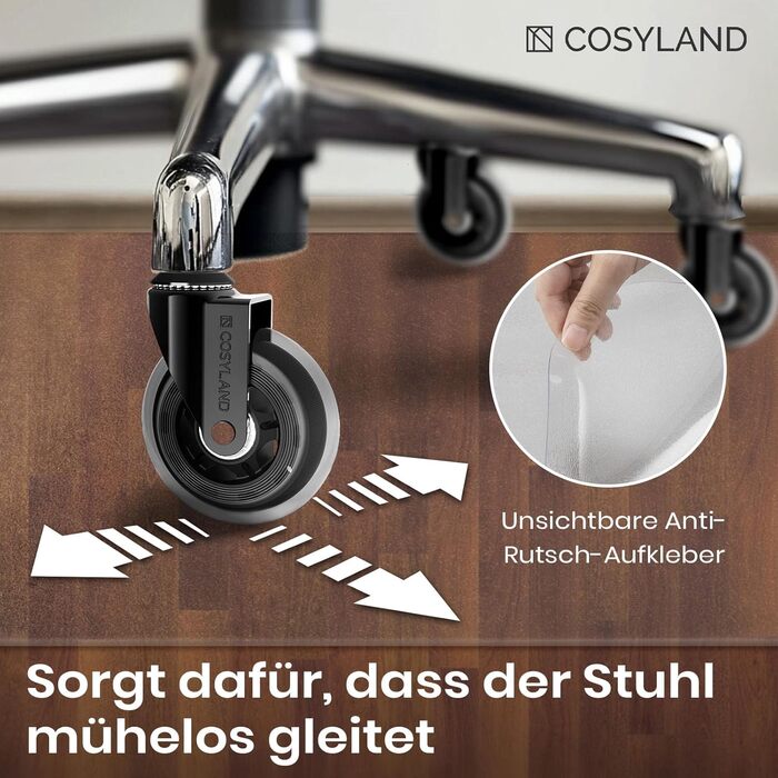 Захисний килимок для підлоги COSYLAND для офісних стільців, напівпрозорий, 90x120 см 90x120 см прозорий