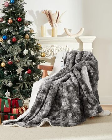 Електрична ковдра LinTimes з автоматичним вимкненням, 6 температурних режимів, 10 годин автоматичного вимкнення, електрична ковдра з PV оксамиту та шерпа-флісу, яку можна прати, 180 x 130 см, сірого кольору