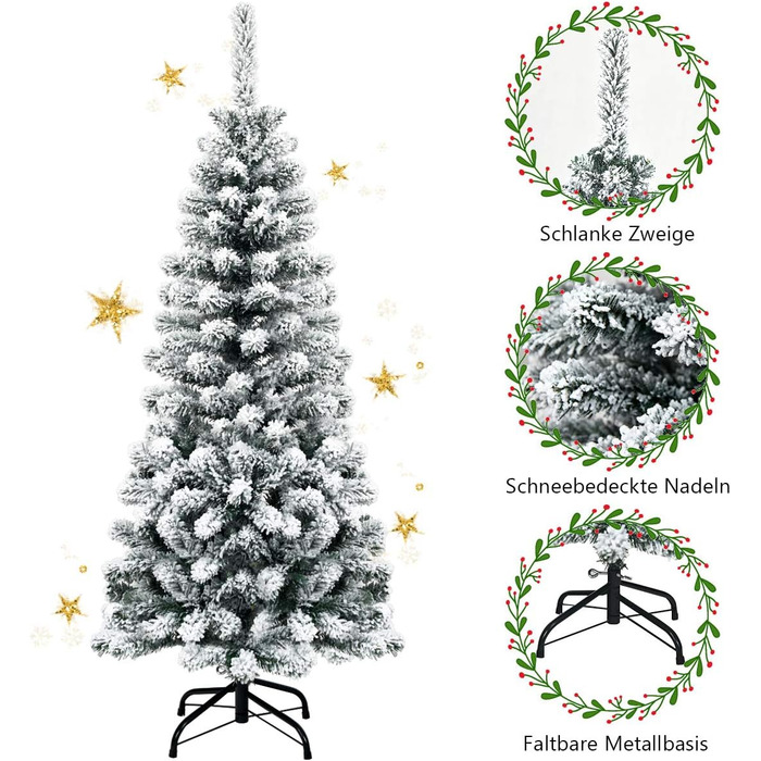 Ялинка-олівець зі снігом 135 см біла COSTWAY