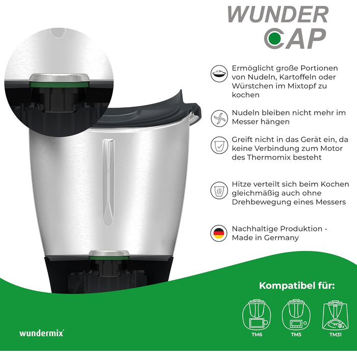 Заміна ножів WunderCap для Thermomix TM6 Революційна заміна ножа Альтернатива чохлу для ножа Аксесуари Thermomix